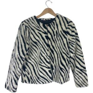 H&M Faux Fur Zebra Jacket Shearling Coats Jacket Coat Winter Jacket